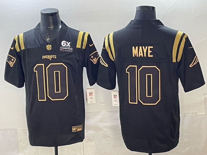 Men 2026 New England Patriots #10 Maye Black gold 3th generations Nike Limited NFL Jersey style 001